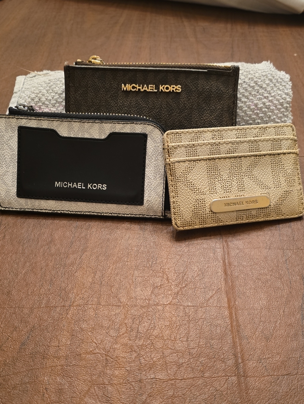Michael Kors Beige, Black and Brown Card & Key Holder Set